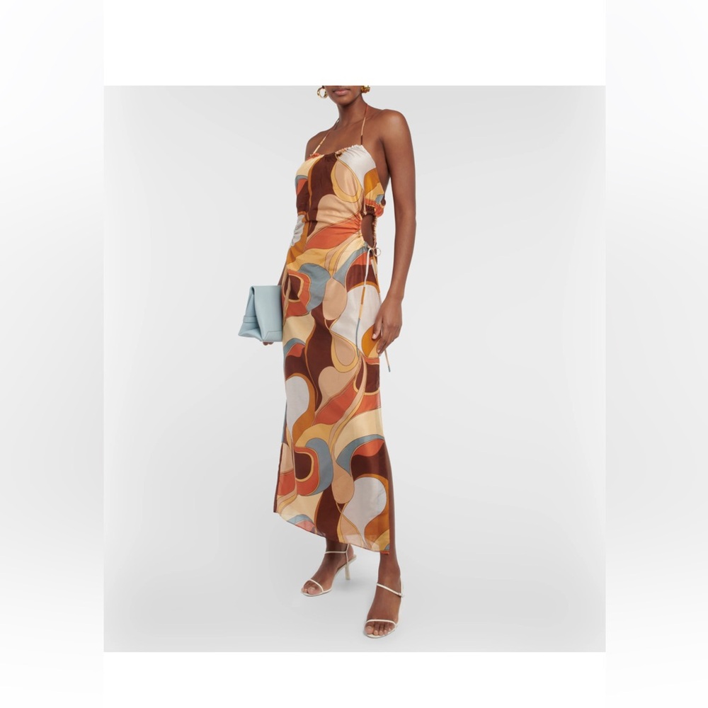 SIR Vista printed cotton and silk midi dress